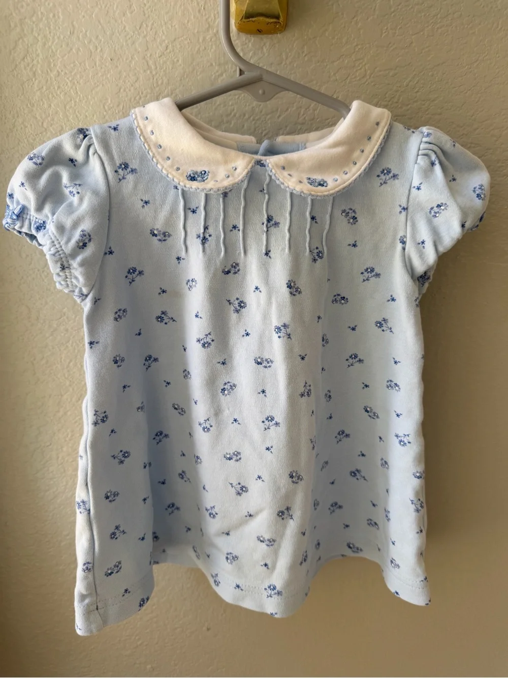Carter's Light Blue Floral Peter Pan Collar Tee